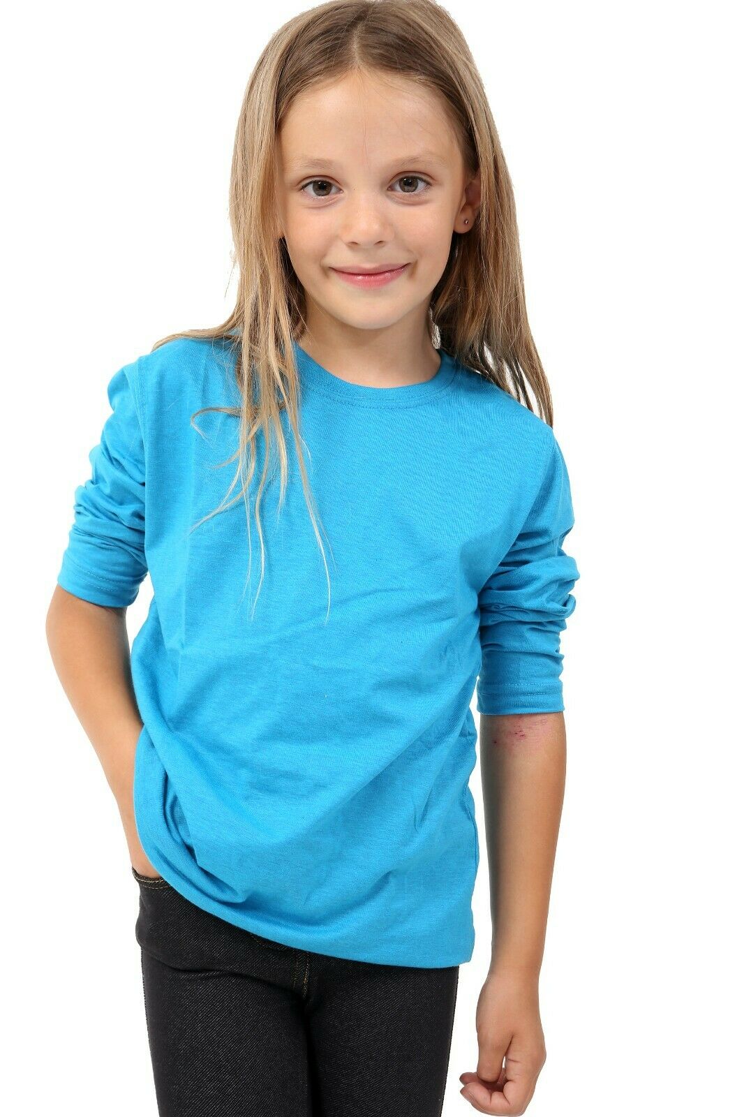 Kids Plain Basic Top Long Sleeve Girls Boys Uniform T-Shirt Tops 2-13 Years 2-3 Years, Lemon